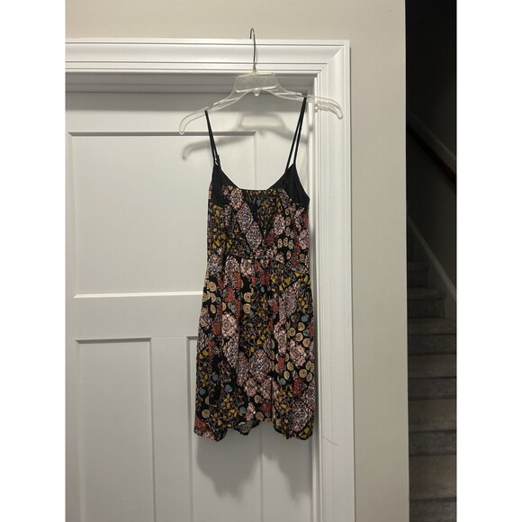 Band Of Gypsies Black Floral Strappy Bustier Cotton Minidress Size Medium Casual - Picture 6 of 6